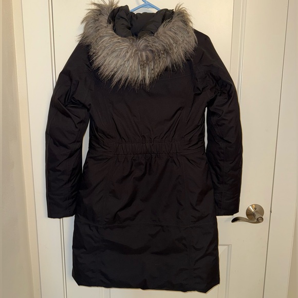 The North Face Arctic Parka Goose Down Hyvent Fur Hood Black Coat Womens Small - Picture 2 of 8